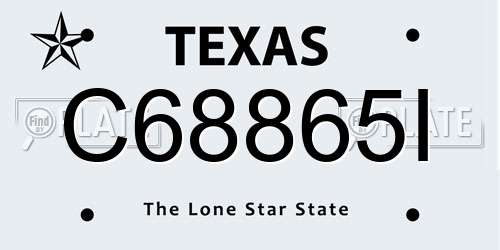 C68865I Texas License Plate