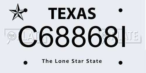 C68868I Texas License Plate