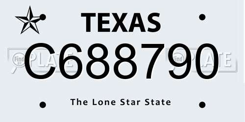 C688790 Texas License Plate