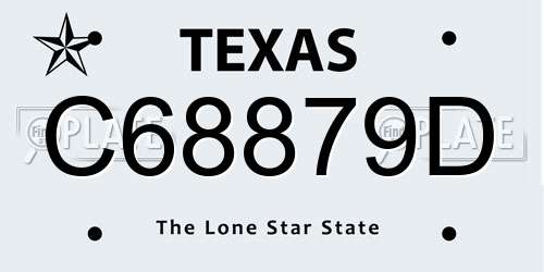 C68879D Texas License Plate
