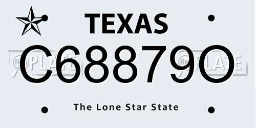C68879O Texas License Plate