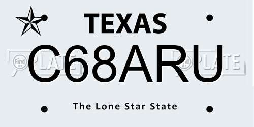 C68ARU Texas License Plate