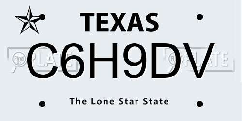 C6H9DV Texas License Plate