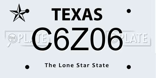 C6Z06 Texas License Plate