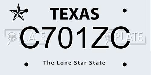 C701ZC Texas License Plate