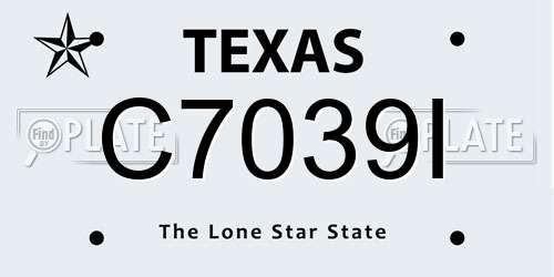 C7039I Texas License Plate