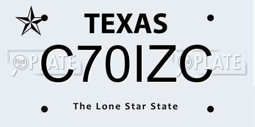 C70IZC Texas License Plate