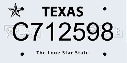 C712598 Texas License Plate