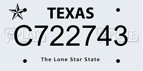 C722743 Texas License Plate