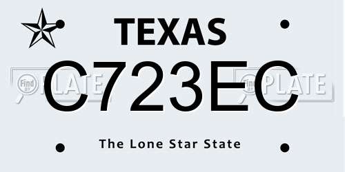 C723EC Texas License Plate