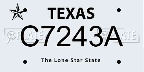 C7243A Texas License Plate