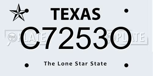C7253O Texas License Plate