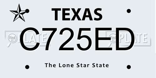 C725ED Texas License Plate