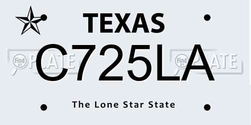 C725LA Texas License Plate