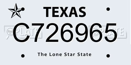 C726965 Texas License Plate