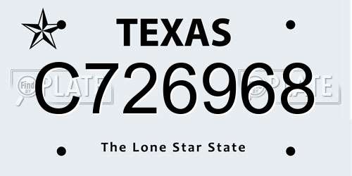 C726968 Texas License Plate