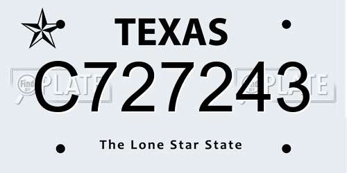 C727243 Texas License Plate