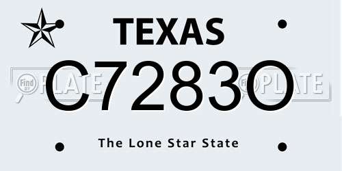 C7283O Texas License Plate