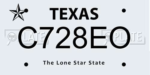 C728EO Texas License Plate