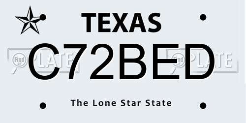 C72BED Texas License Plate