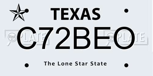 C72BEO Texas License Plate
