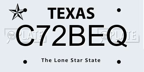 C72BEQ Texas License Plate