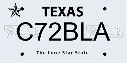C72BLA Texas License Plate
