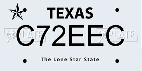 C72EEC Texas License Plate