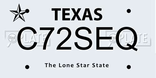 C72SEQ Texas License Plate