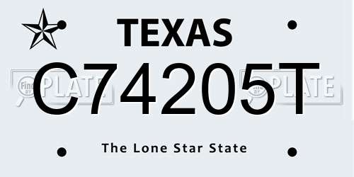C74205T Texas License Plate