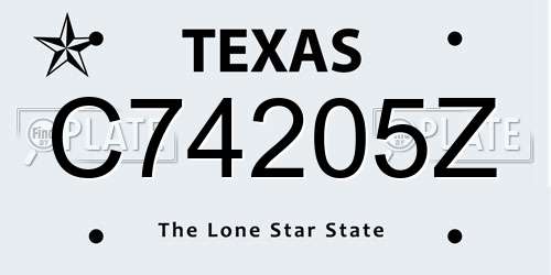 C74205Z Texas License Plate