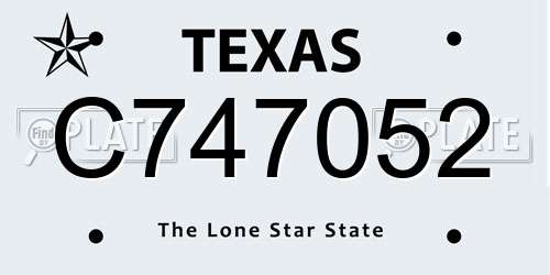 C747052 Texas License Plate