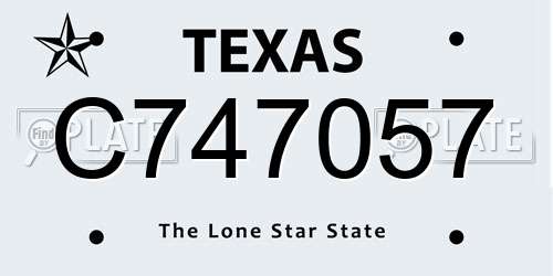 C747057 Texas License Plate