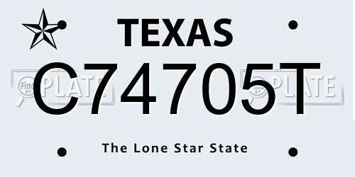 C74705T Texas License Plate