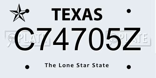 C74705Z Texas License Plate