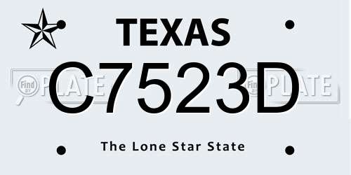 C7523D Texas License Plate