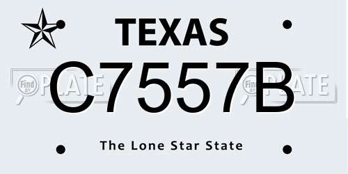 C7557B Texas License Plate