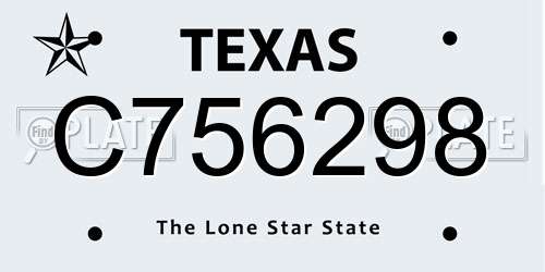 C756298 Texas License Plate