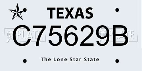 C75629B Texas License Plate