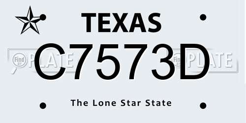 C7573D Texas License Plate