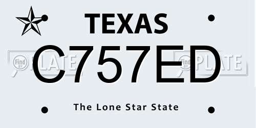 C757ED Texas License Plate