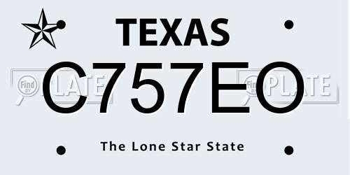 C757EO Texas License Plate
