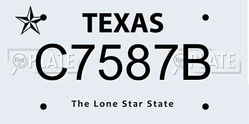 C7587B Texas License Plate