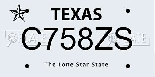 C758ZS Texas License Plate