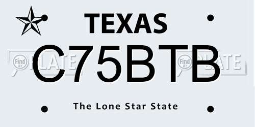 C75BTB Texas License Plate