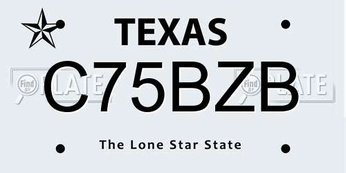 C75BZB Texas License Plate
