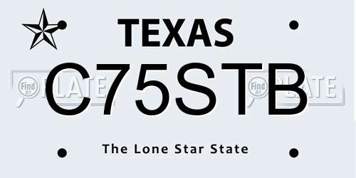 C75STB Texas License Plate