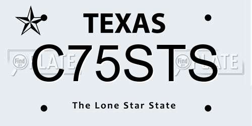 C75STS Texas License Plate