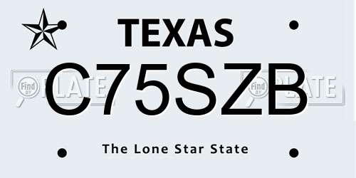 C75SZB Texas License Plate