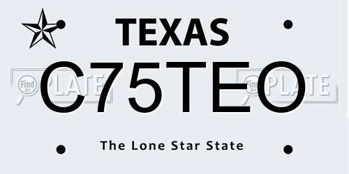 C75TEO Texas License Plate